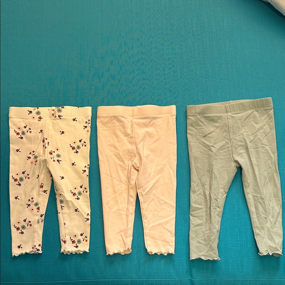 Gerber Kids Leggings Set - Floral, Cream, and Green